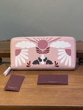 RADLEY LONDON Pink Leather Rising Sun Large Zip Around Matinee Wallet NWTS